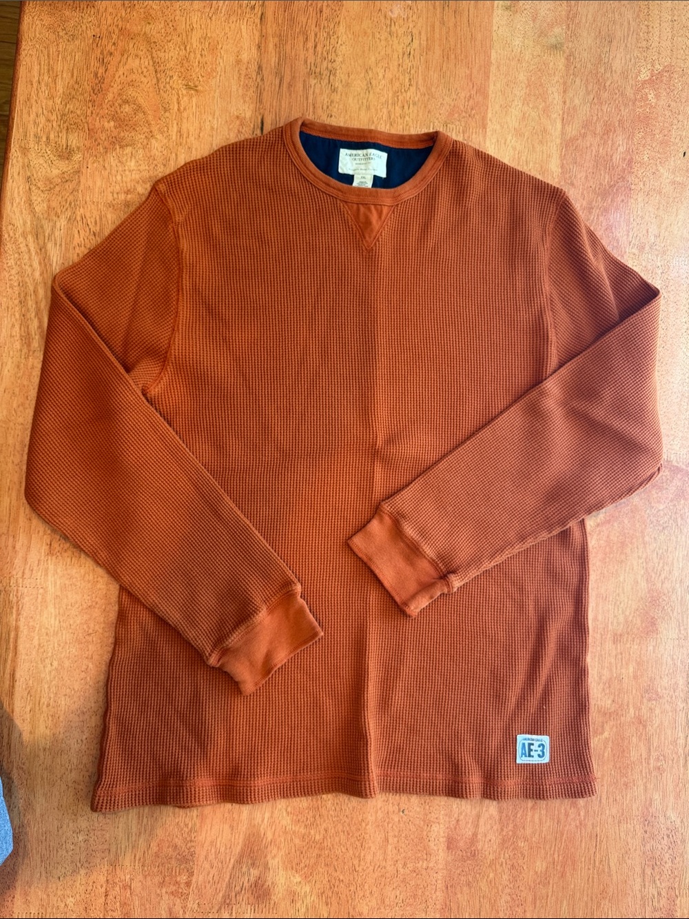 American Eagle Outfitters Men's Waffle Crewneck Sweater - Rust Orange Mens XXL